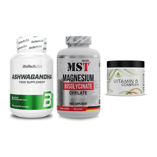 Stress & Balance: BioTech Ashwaga + MST Magnesium + Peak Vitamin B – alle enthaltenen Artikel