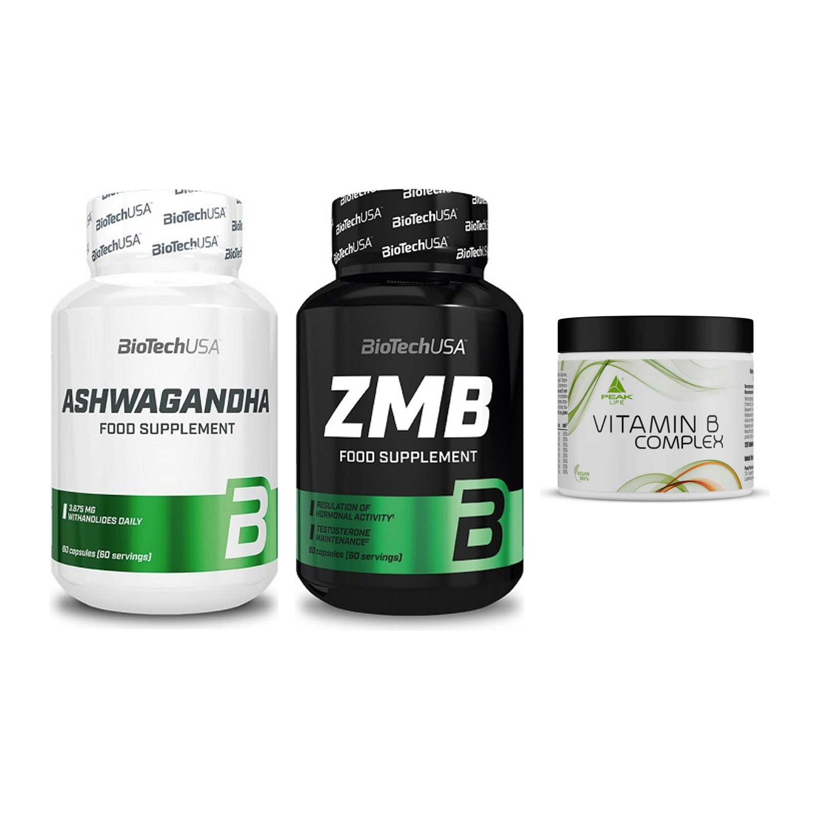 Stress & Balance: BioTech Ashwaga + BioTech ZMB + Peak Vitamin B – alle enthaltenen Artikel