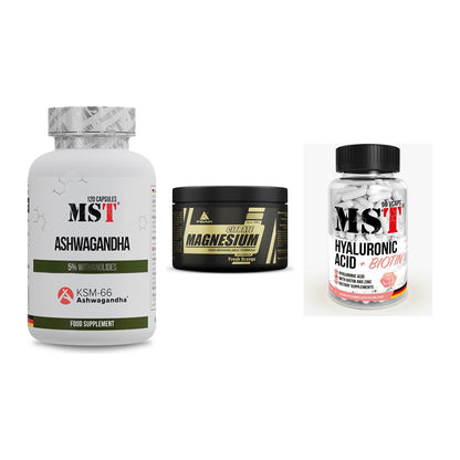 Stress & Balance: MST Ashwagandha + Peak Magnesium + MST Hyaluronic – alle enthaltenen Artikel