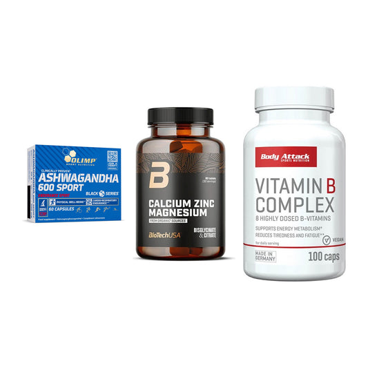 Stress & Balance: Olimp Ashwagand + BioTech Calcium + Body Attack – alle enthaltenen Artikel