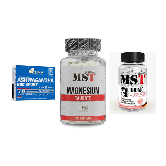Stress & Balance: Olimp Ashwagand + MST Magnesium + MST Hyaluronic – alle enthaltenen Artikel
