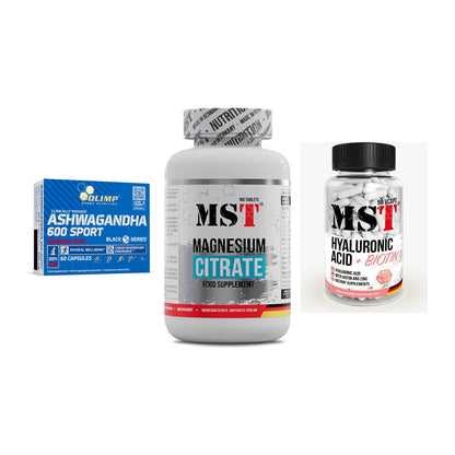 Stress & Balance: Olimp Ashwagand + MST Magnesium + MST Hyaluronic – alle enthaltenen Artikel