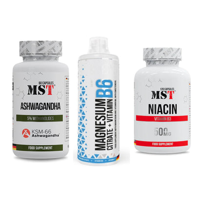Stress & Balance: MST Ashwagandha + MST Magnesium + MST Niacin – alle enthaltenen Artikel