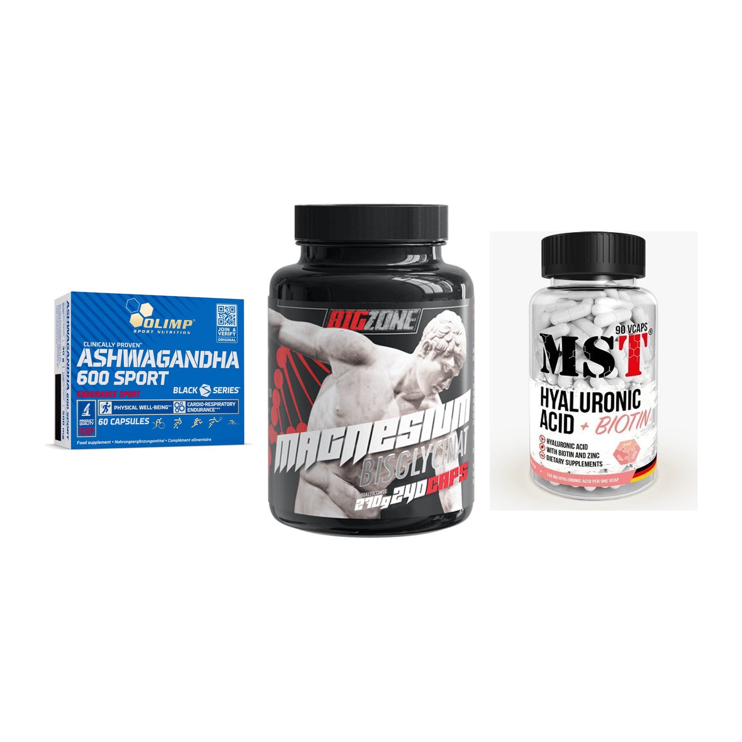 Stress & Balance: Olimp Ashwagand + Big Zone + MST Hyaluronic – alle enthaltenen Artikel