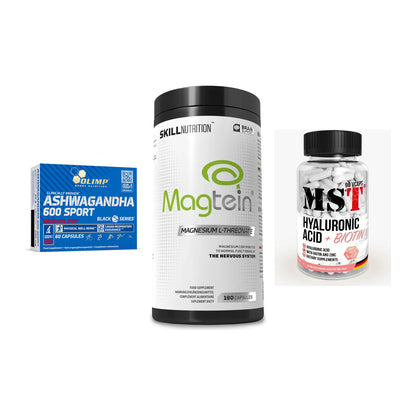 Stress & Balance: Olimp Ashwagand + Skill Nutrition + MST Hyaluronic – alle enthaltenen Artikel