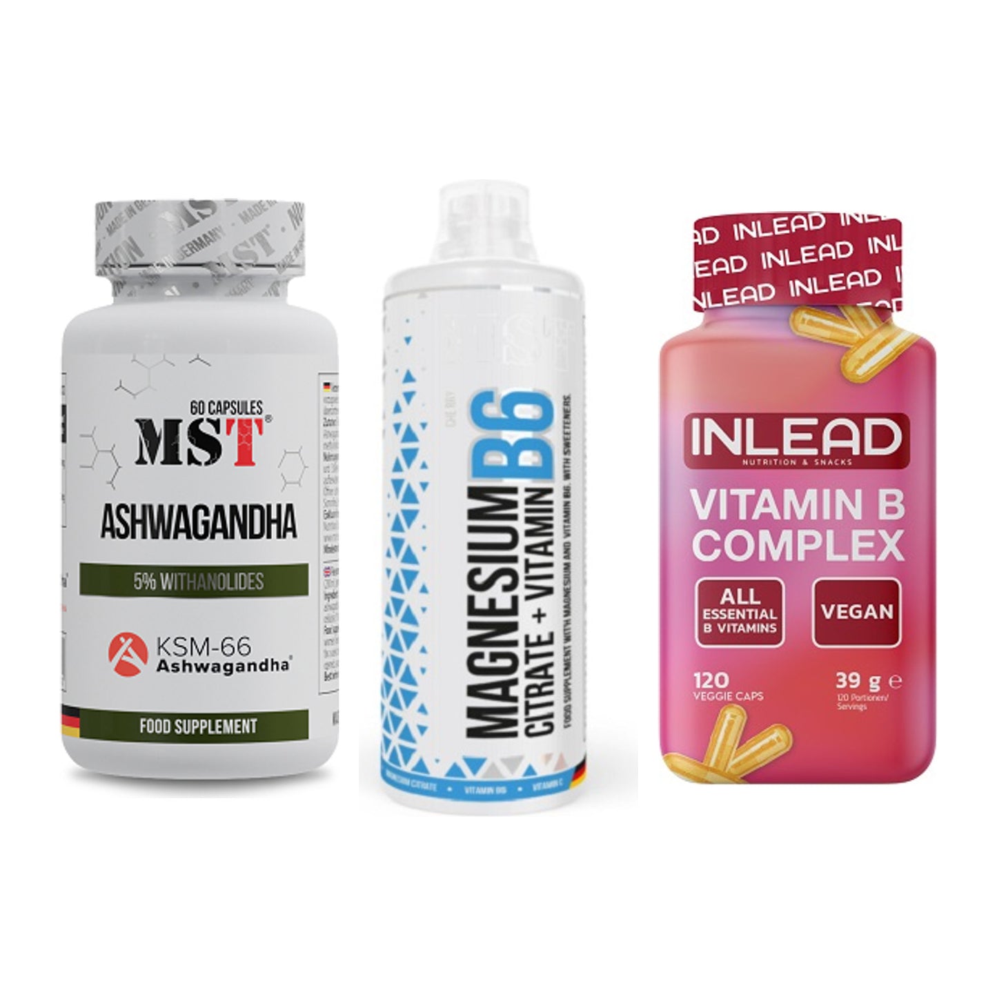 Stress & Balance: MST Ashwagandha + MST Magnesium + INLEAD Vitamin – alle enthaltenen Artikel