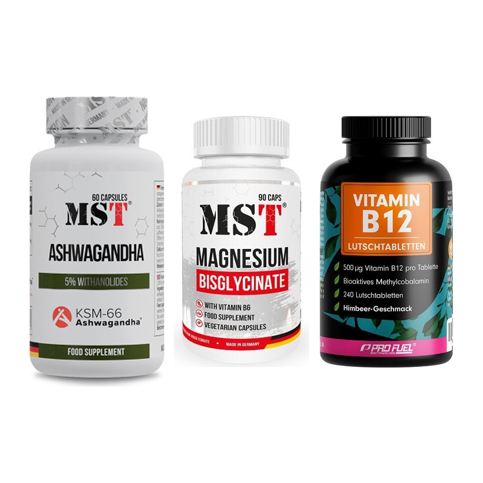 Stress & Balance: MST Ashwagandha + MST Magnesium + ProFuel Vitamin – alle enthaltenen Artikel
