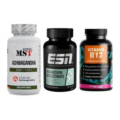 Stress & Balance: MST Ashwagandha + ESN Magnesium + ProFuel Vitamin – alle enthaltenen Artikel