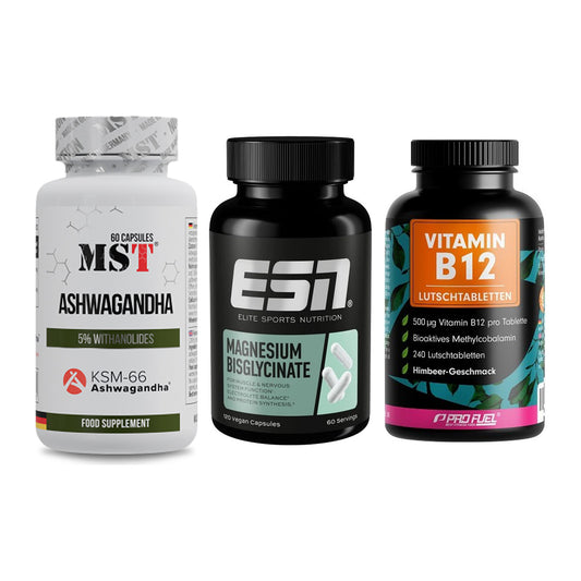 Stress & Balance: MST Ashwagandha + ESN Magnesium + ProFuel Vitamin – alle enthaltenen Artikel