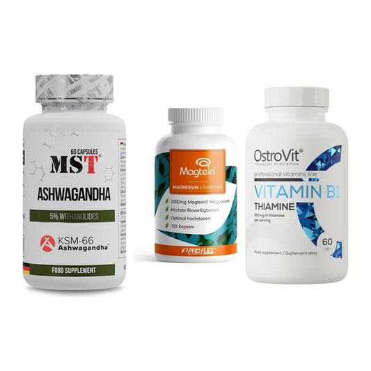 Stres in ravnovesje: MST Ashwagandha + ProFuel Magnesi + Ostrovit – vsi izdelki vključeni