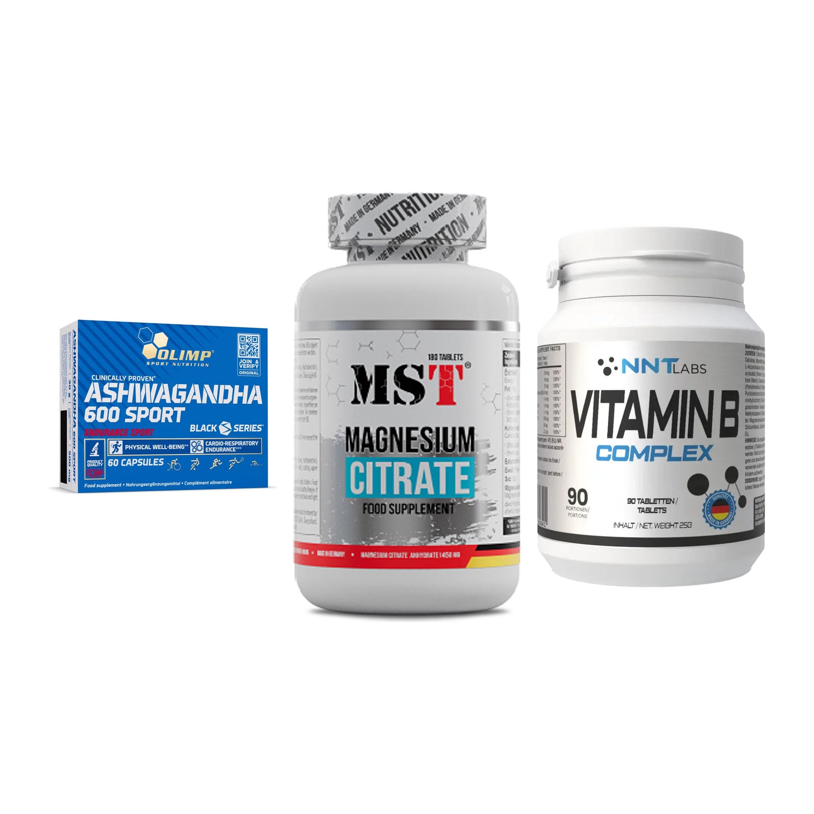 Stress & Balance: Olimp Ashwagand + MST Magnesium + NNT Vitamin B – alle enthaltenen Artikel