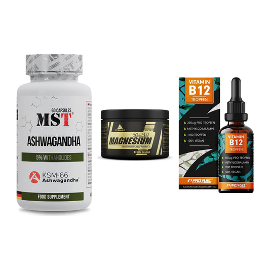 Stress & Balance: MST Ashwagandha + Peak Magnesium + ProFuel Vitamin – alle enthaltenen Artikel