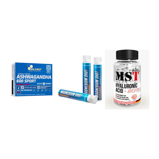 Stress & Balance: Olimp Ashwagand + Body Attack + MST Hyaluronic – alle enthaltenen Artikel
