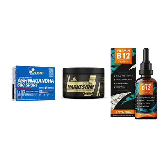 Stress & Balance: Olimp Ashwagand + Peak Magnesium + ProFuel Vitamin – alle enthaltenen Artikel