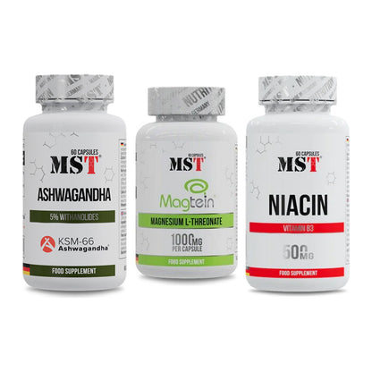 Stress & Balance: MST Ashwagandha + MST Magnesium + MST Niacin – alle enthaltenen Artikel