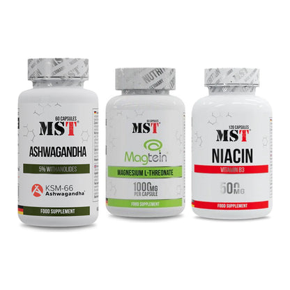 Stress & Balance: MST Ashwagandha + MST Magnesium + MST Niacin – alle enthaltenen Artikel