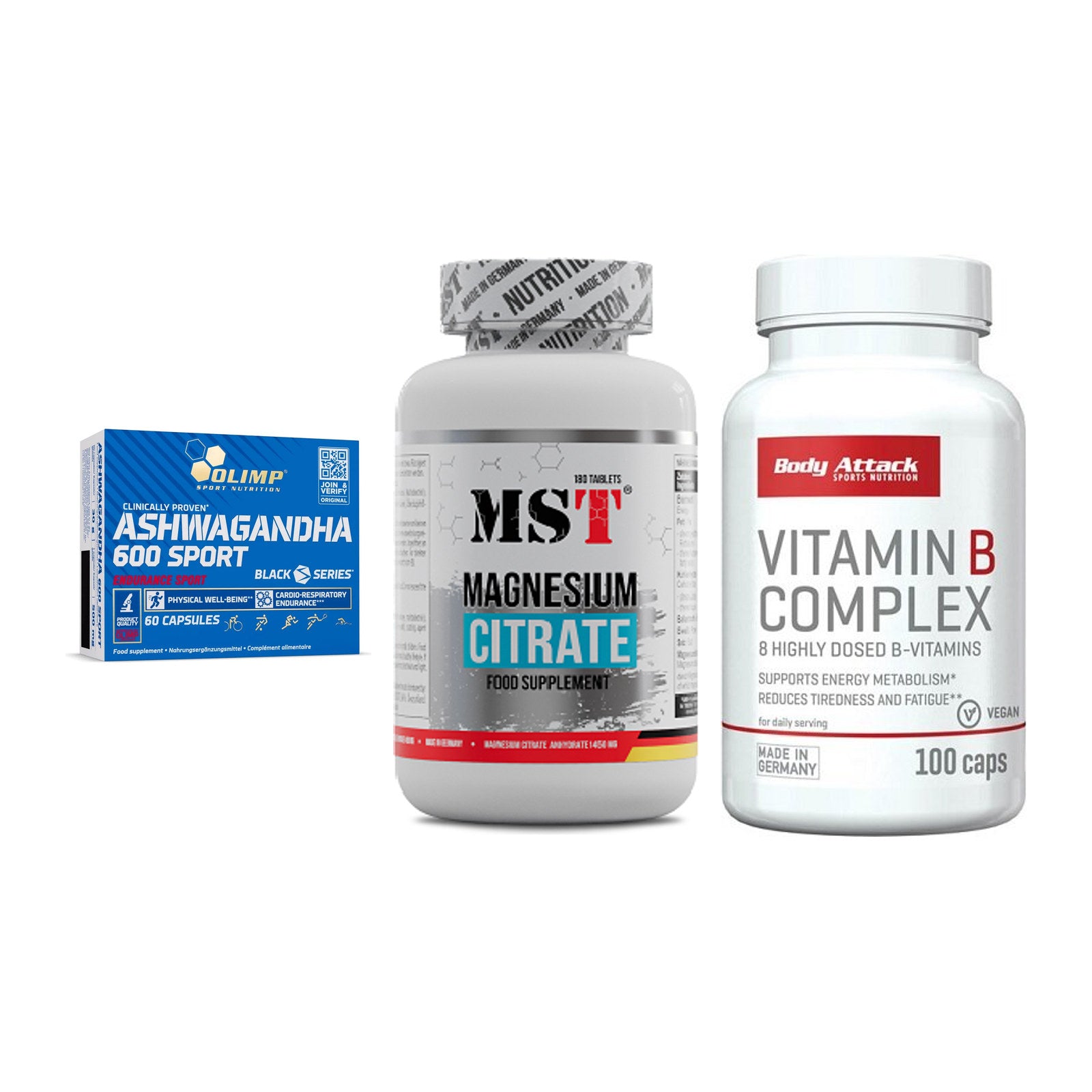 Stress & Balance: Olimp Ashwagand + MST Magnesium + Body Attack – alle enthaltenen Artikel