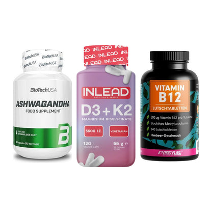 Stress & Balance: BioTech Ashwaga + INLEAD Vitamin + ProFuel Vitamin – alle enthaltenen Artikel