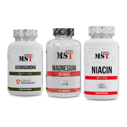 Stress & Balance: MST Ashwagandha + MST Magnesium + MST Niacin – alle enthaltenen Artikel