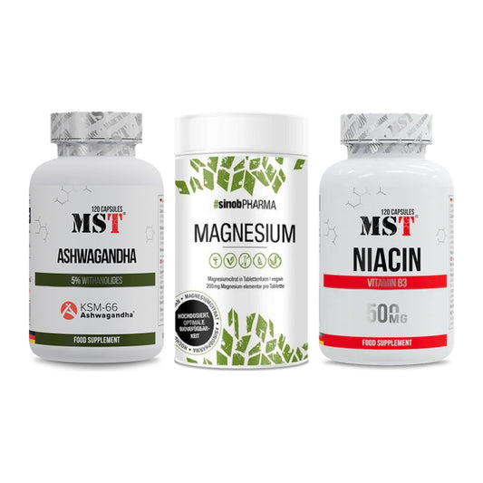 Stress & Balance: MST Ashwagandha + Sinob Magnesium + MST Niacin – alle enthaltenen Artikel