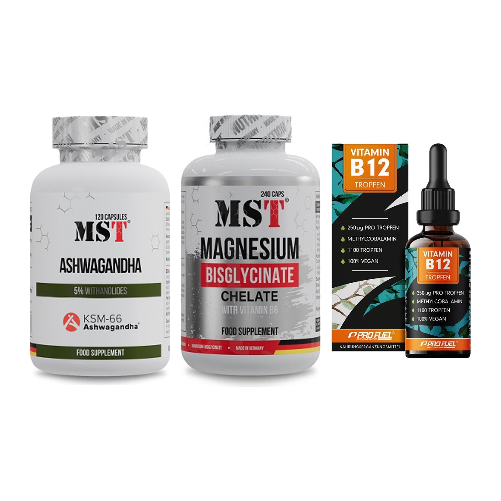 Stress & Balance: MST Ashwagandha + MST Magnesium + ProFuel Vitamin – alle enthaltenen Artikel