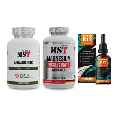 Stress & Balance: MST Ashwagandha + MST Magnesium + ProFuel Vitamin – alle enthaltenen Artikel