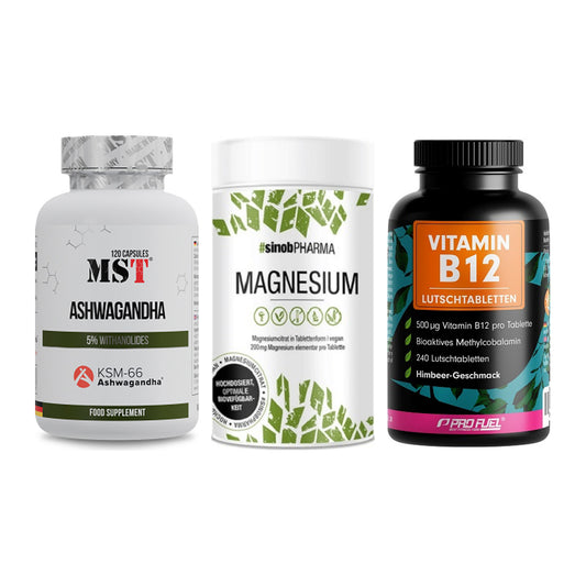 Stress & Balance: MST Ashwagandha + Sinob Magnesium + ProFuel Vitamin – alle enthaltenen Artikel