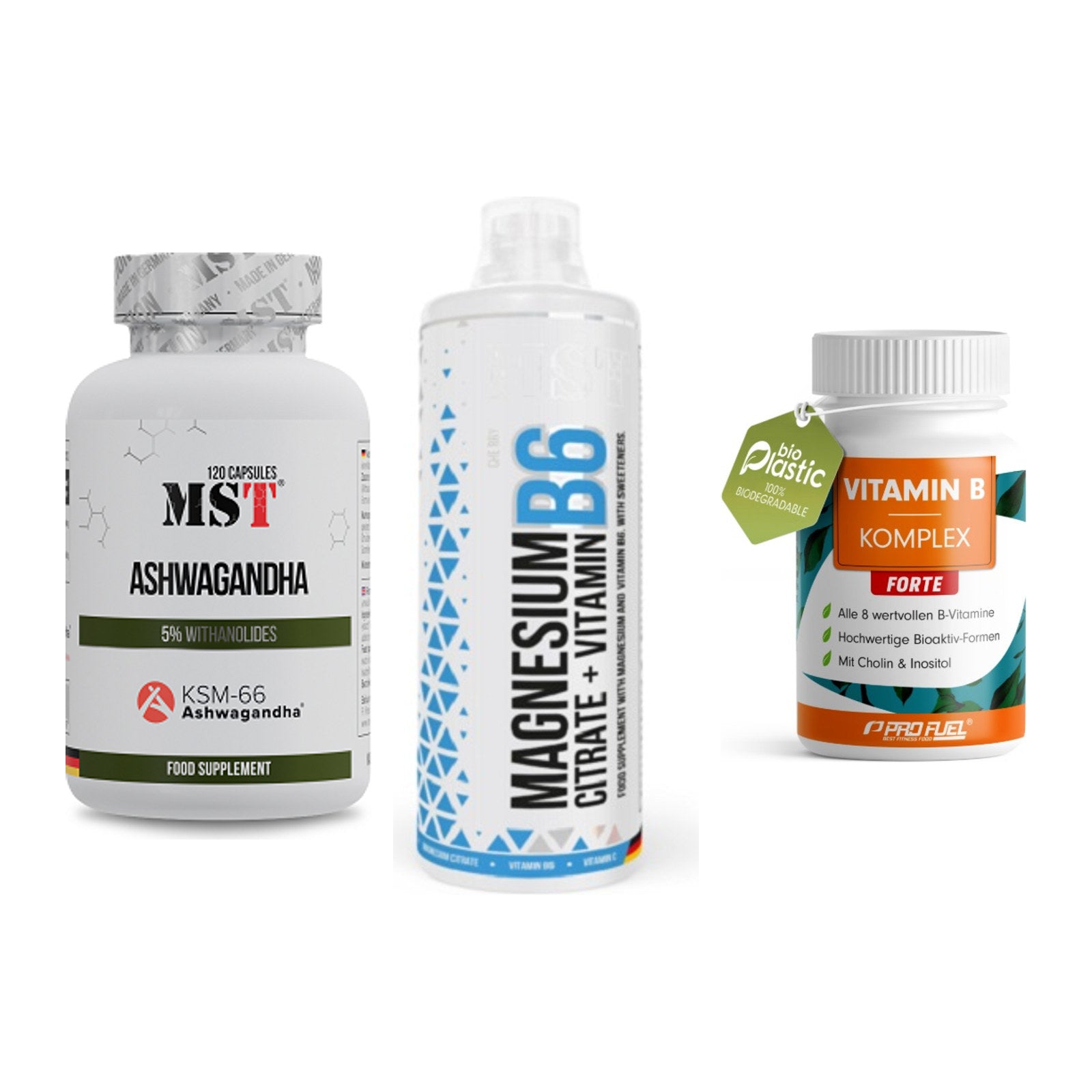 Stress & Balance: MST Ashwagandha + MST Magnesium + ProFuel Vitamin – alle enthaltenen Artikel