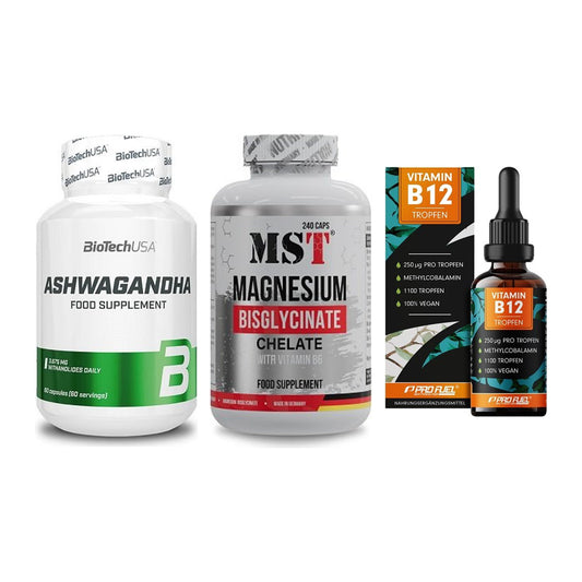 Stress & Balance: BioTech Ashwaga + MST Magnesium + ProFuel Vitamin – alle enthaltenen Artikel