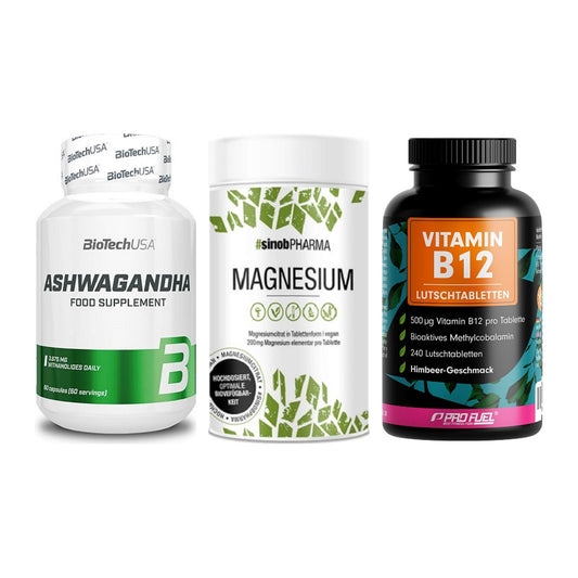 Stress & Balance: BioTech Ashwaga + Sinob Magnesium + ProFuel Vitamin – alle enthaltenen Artikel