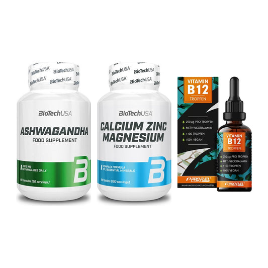Stress & Balance: BioTech Ashwaga + BioTech Calcium + ProFuel Vitamin – alle enthaltenen Artikel