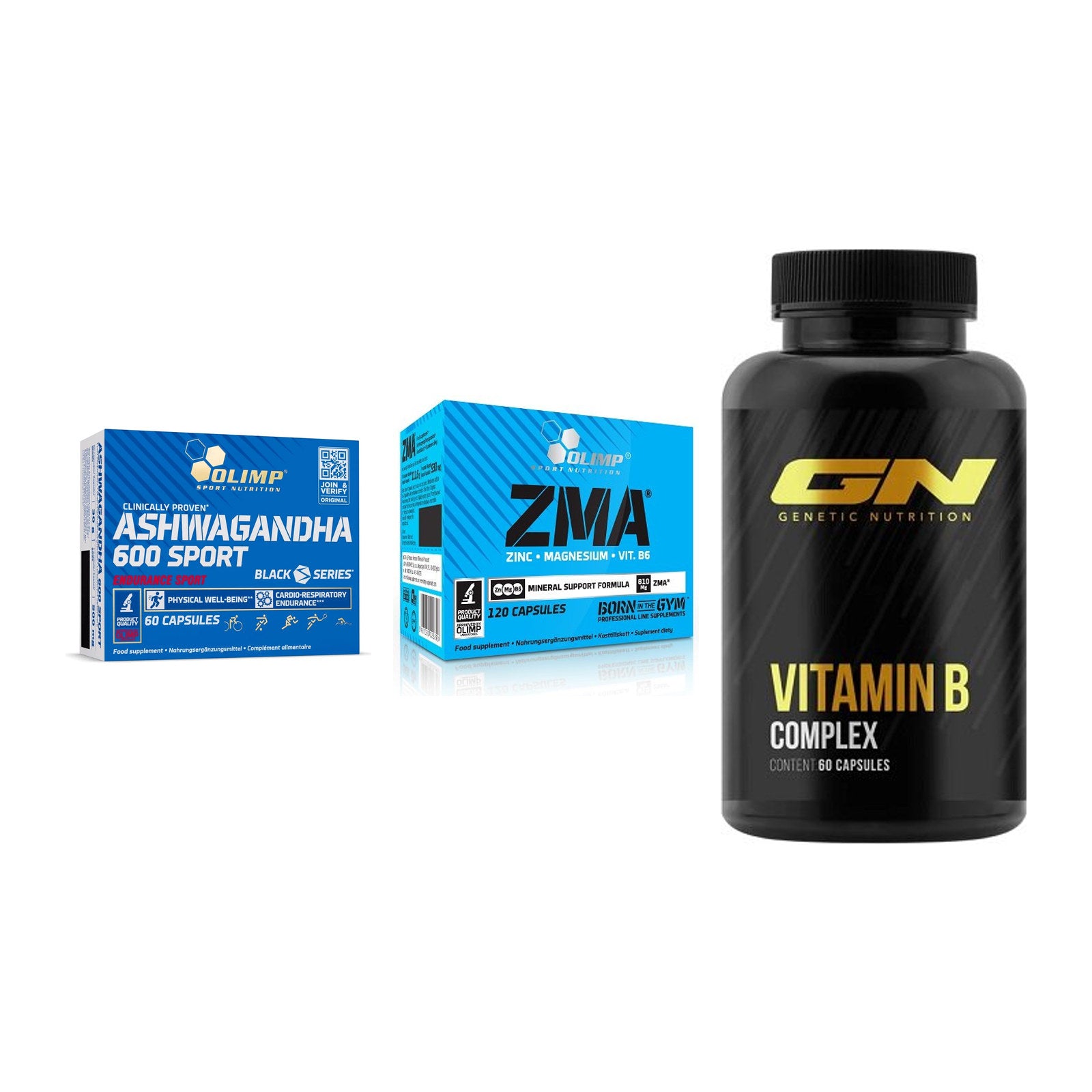 Stress & Balance: Olimp Ashwagand + Olimp ZMA + GN Vitamin – alle enthaltenen Artikel