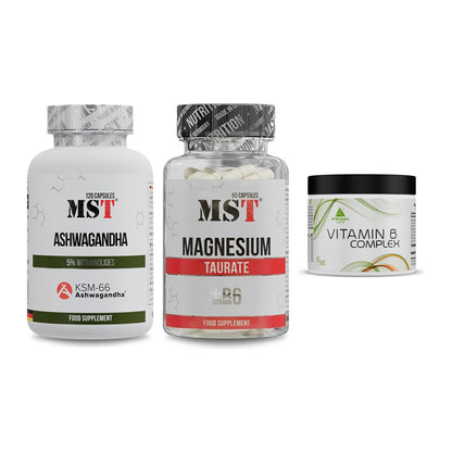 Stress & Balance: MST Ashwagandha + MST Magnesium + Peak Vitamin B – alle enthaltenen Artikel