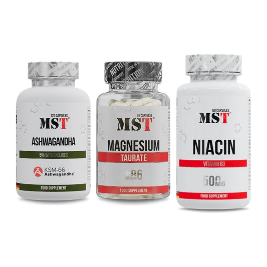 MST Stress & Balance: Ashwagandha KSM-66 + Magnesium Taurat + Niacin – alle enthaltenen Artikel