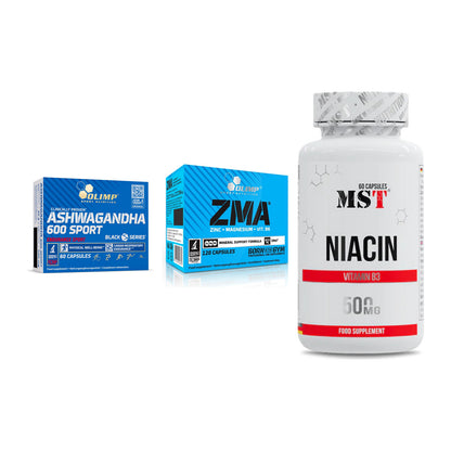 Stress & Balance: Olimp Ashwagand + Olimp ZMA + MST Niacin – alle enthaltenen Artikel