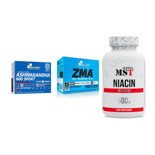 Stress & Balance: Olimp Ashwagand + Olimp ZMA + MST Niacin – alle enthaltenen Artikel