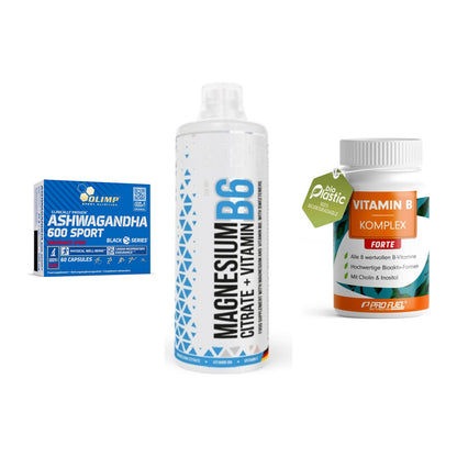 Stress & Balance: Olimp Ashwagand + MST Magnesium + ProFuel Vitamin – alle enthaltenen Artikel