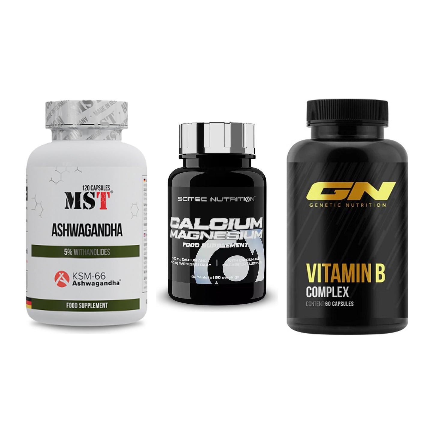 Stress & Balance: MST Ashwagandha + Scitec Calcium + GN Vitamin – alle enthaltenen Artikel