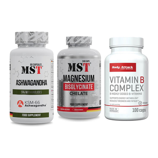 Stress & Balance: MST Ashwagandha + MST Magnesium + Body Attack – alle enthaltenen Artikel