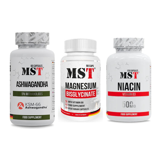 MST Stress & Balance: Ashwagandha + Magnesium + Niacin – alle enthaltenen Artikel