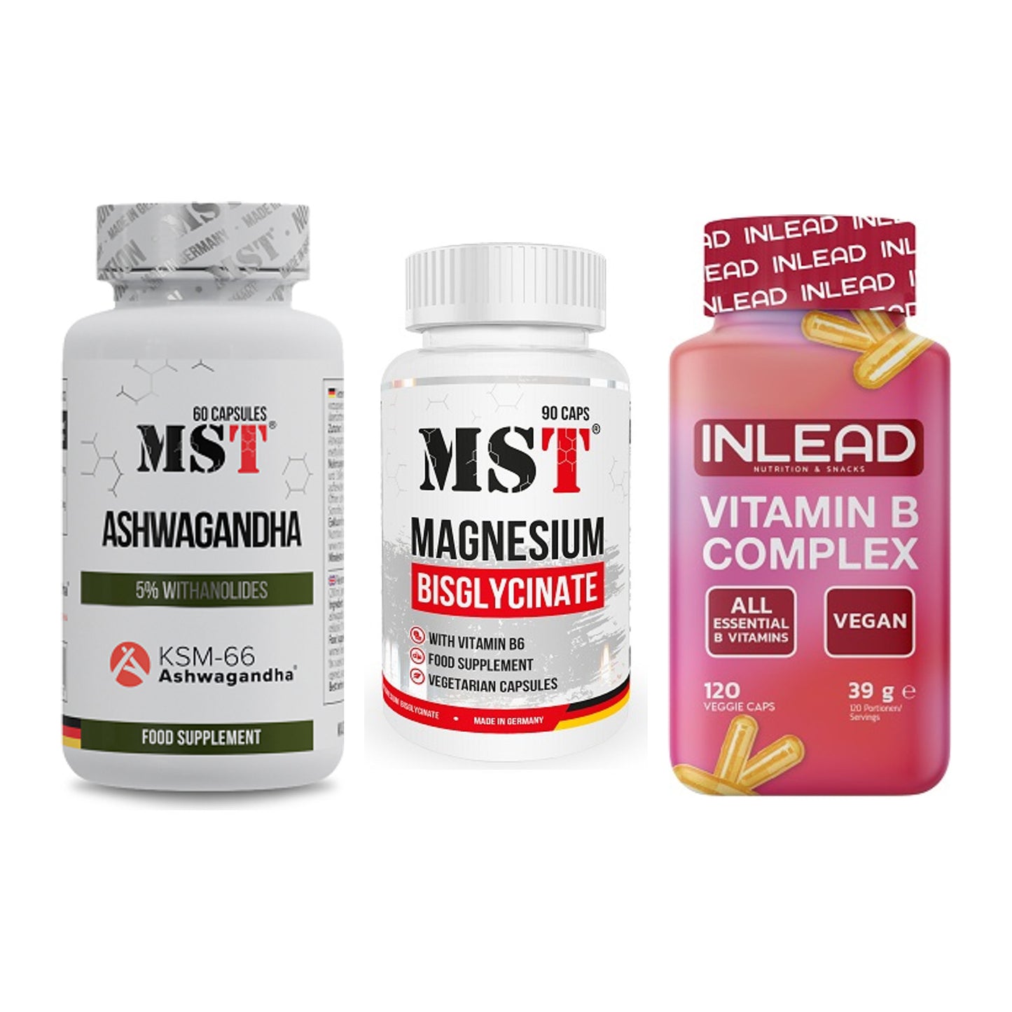 Stress & Balance: MST Ashwagandha + MST Magnesium + INLEAD Vitamin – alle enthaltenen Artikel