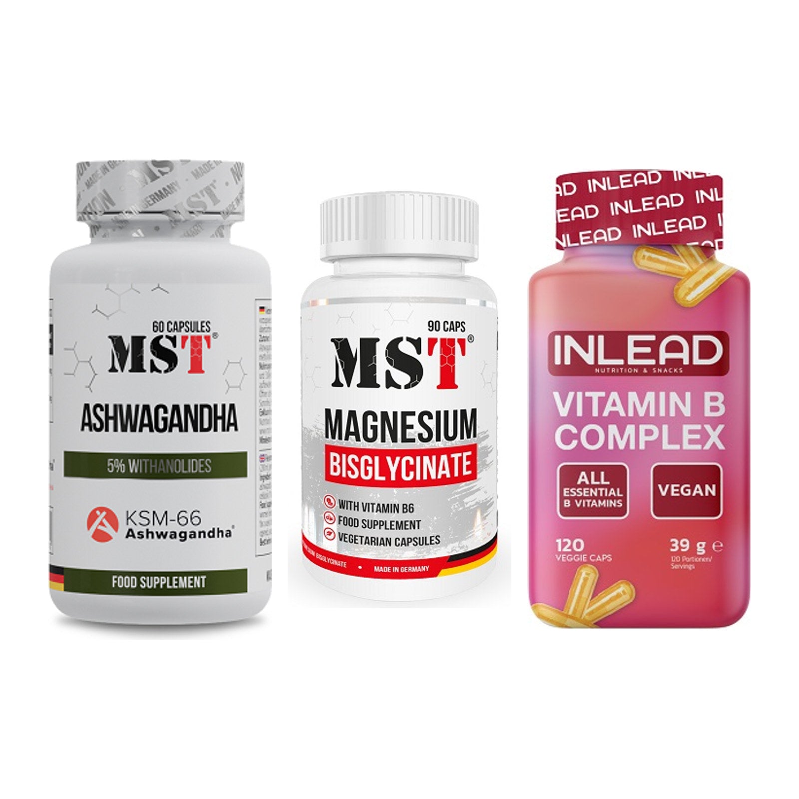Stress & Balance: MST Ashwagandha + MST Magnesium + INLEAD Vitamin – alle enthaltenen Artikel