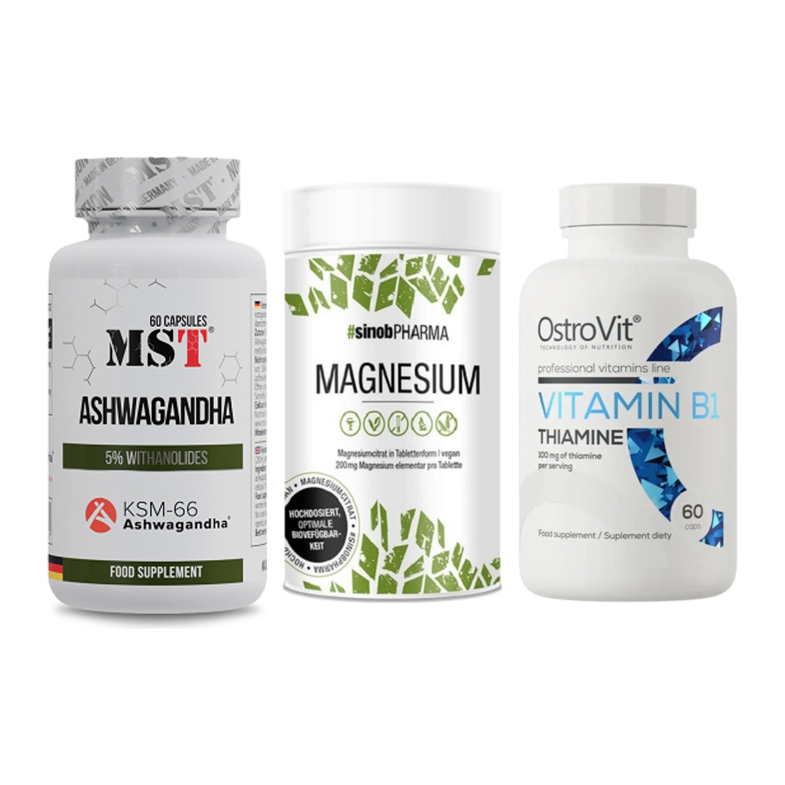 Stress & Balance: MST Ashwagandha + Sinob Magnesium + Ostrovit – alle enthaltenen Artikel