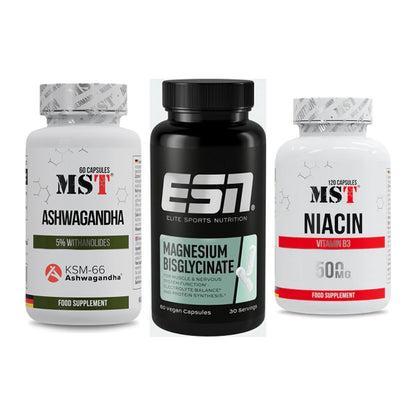 Stress & Balance: MST Ashwagandha + ESN Magnesium + MST Niacin – alle enthaltenen Artikel