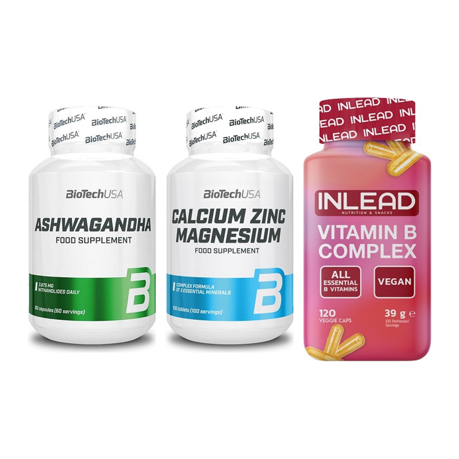 Stress & Balance: BioTech Ashwaga + BioTech Calcium + INLEAD Vitamin – alle enthaltenen Artikel