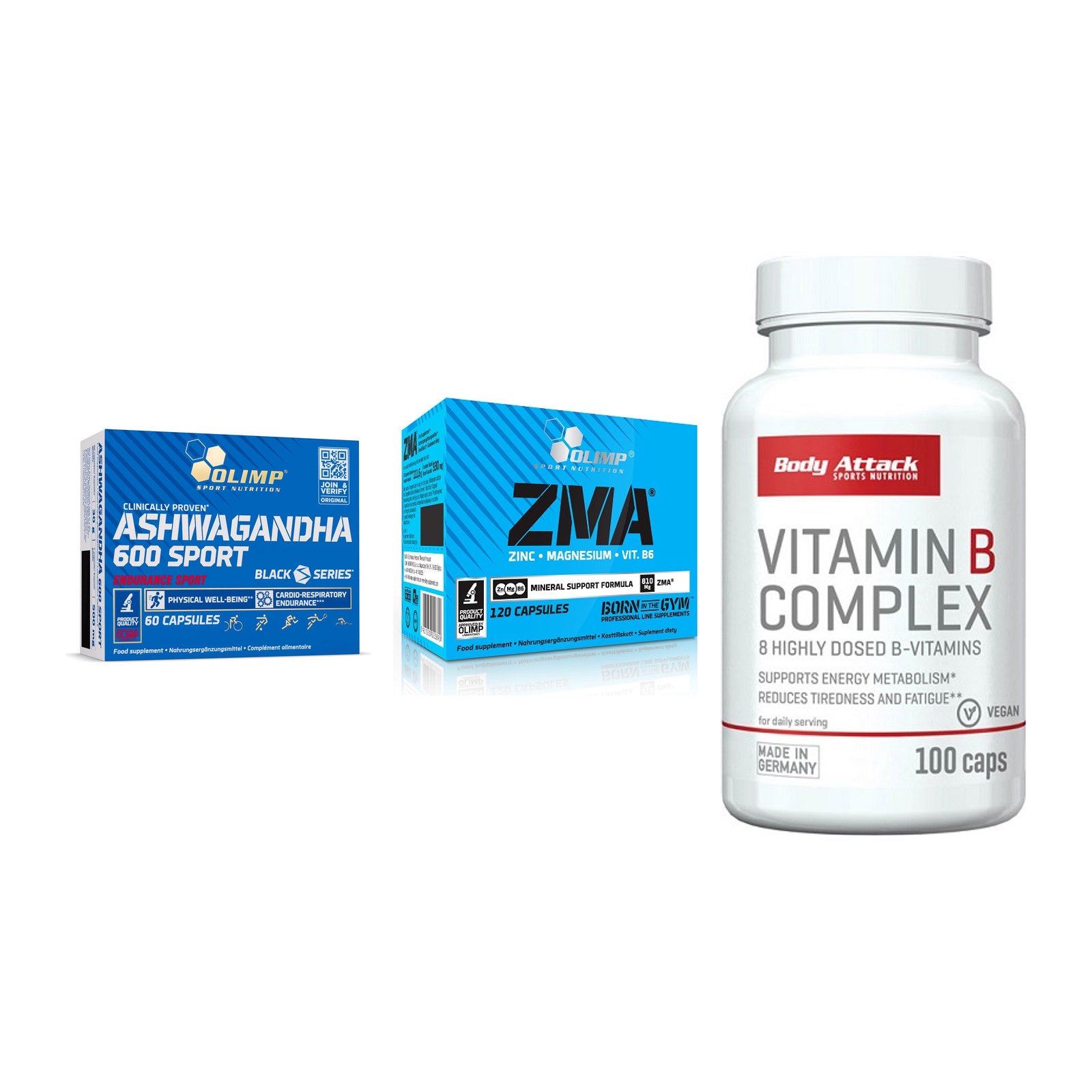 Stress & Balance: Olimp Ashwagand + Olimp ZMA + Body Attack – alle enthaltenen Artikel