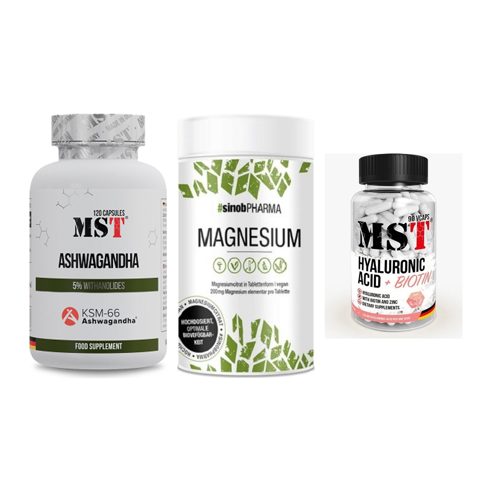 Stress & Balance: MST Ashwagandha + Sinob Magnesium + MST Hyaluronic – alle enthaltenen Artikel