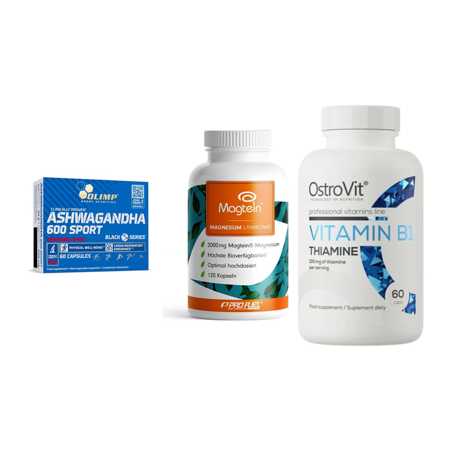 Stress & Balance: Olimp Ashwagand + ProFuel Magnesi + Ostrovit – alle enthaltenen Artikel
