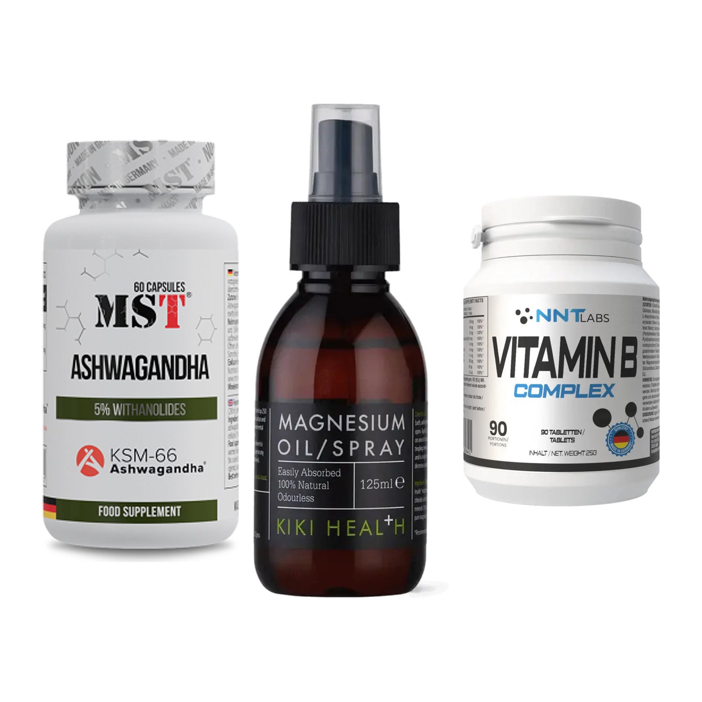 Stress & Balance: MST Ashwagandha + KIKI Health + NNT Vitamin B – alle enthaltenen Artikel