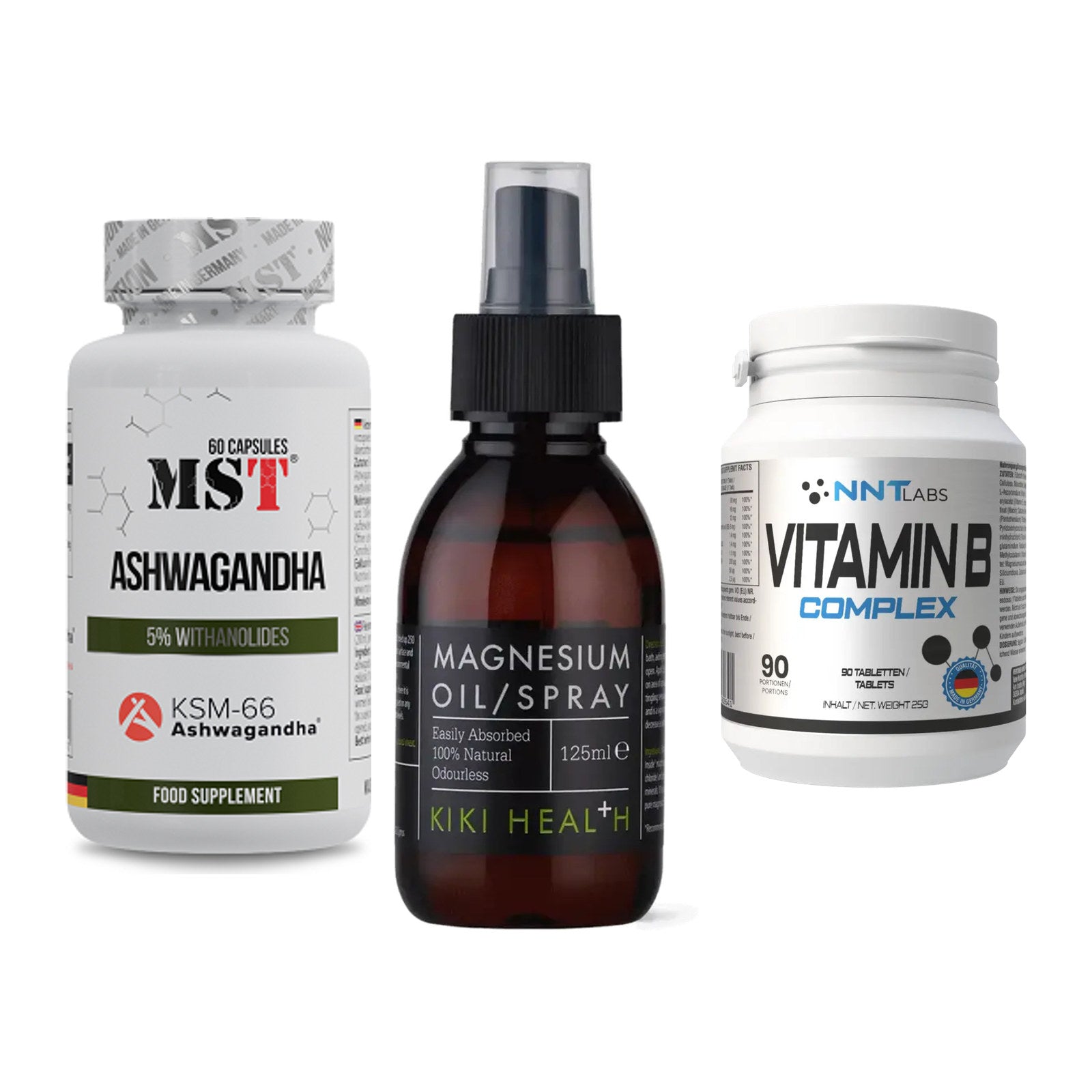 Stress & Balance: MST Ashwagandha + KIKI Health + NNT Vitamin B – alle enthaltenen Artikel